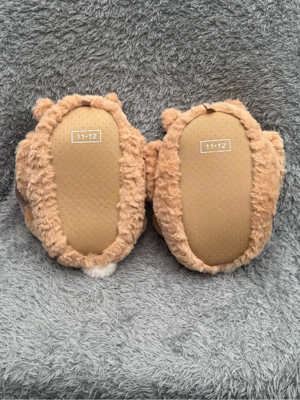 wonder nation Brown Bear Plush Slippers with Pink Bows Girls‎ 11-12 New